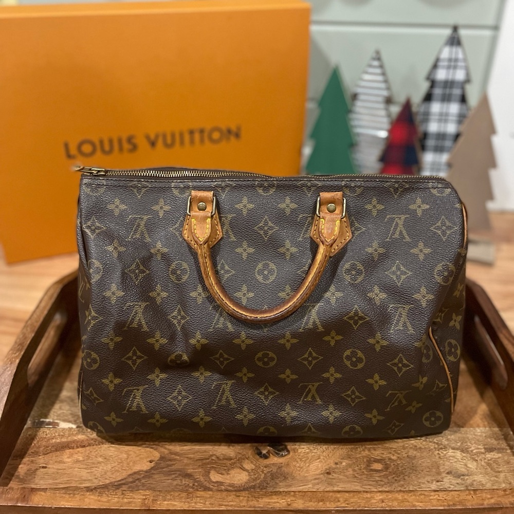 Louis Vuitton speedy 35 brown leather tote